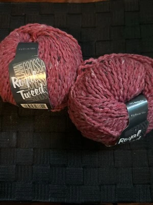 Lana Grossa Royal Tweed Merino Wool Lot Of 2 Color 37 Raspberry - 100 M Each - Image 1 of 4