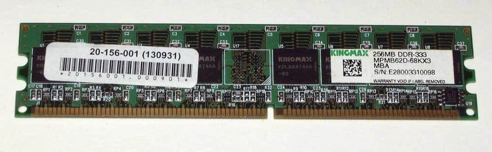 256MB Kingmax Memory DDR1-333 PC2700 Non-ECC MPMB62D-68KX3 - Image 1 of 1