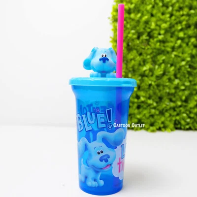 Copo Blues Clues com tampa e canudo 15 oz novo copo tumbler azul infantil - Imagem 1 de 4