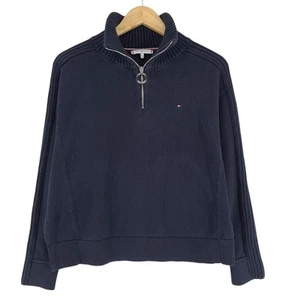 Vintage Tommy Hilfiger Jumper Sweater Women 1/4 Zip Oversized Tr9 Size S - Picture 1 of 9