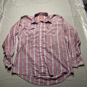 Ely Plains Western shirt Pearl Snap Striped Size 32-33 15 1/2 Long Sleeve Thin - Picture 1 of 8