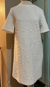 Vestido Zara Mujer Blanco Tejido Vaina Texturizado Talla S Pequeño Gogo Retro Nuevo Sin Etiquetas - Imagen 1 de 11