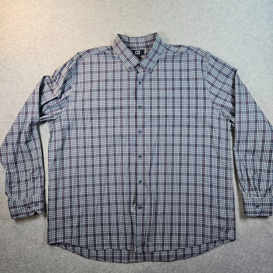 Camisa Cutter & Buck con botones para hombre talla 2XL a cuadros manga larga elástica clásica Foto 1 de 4