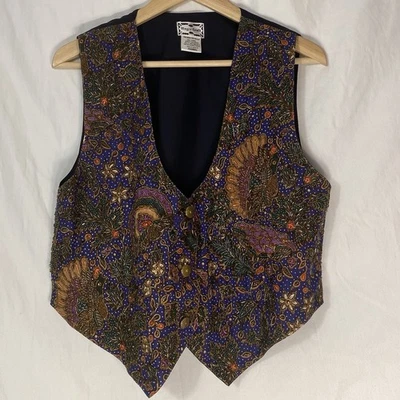 Magic Craft Beaded Vest One Size Boho Hippie Women’s Festival Festival Wear Blue - Imagem 1 de 4