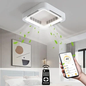 Invisible Bladeless Ceiling Fan Light Remote Control Lamp Without Blades - Picture 1 of 25