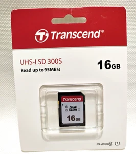 Transcend 16GB SD 300S SDHC UHS-1 Class 10 U1 Memory Card up to 95 MB/s SEALED  - Picture 1 of 2