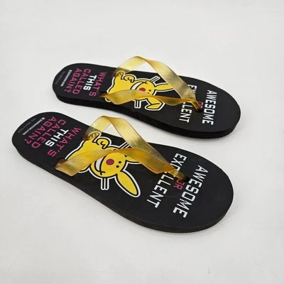 Y2K Jim Benton It's Happy Bunny Flip Flops Women's Size 9.5 Awesome or Excellent - Image 1 of 4