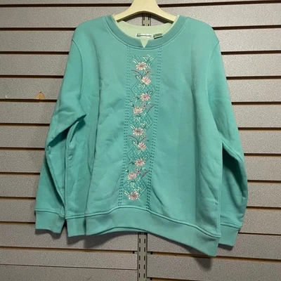 Sudadera Shenanigans Floral Bordada Cuello Redondo Pullover Top Talla L Foto 1 de 4