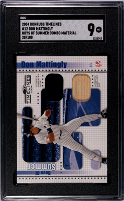 2004 Donruss Timelines #12 Don Mattingly Jaqueta Relíquia de Morcego #20/100 Estado perfeito SGC 9 - Imagem 1 de 2