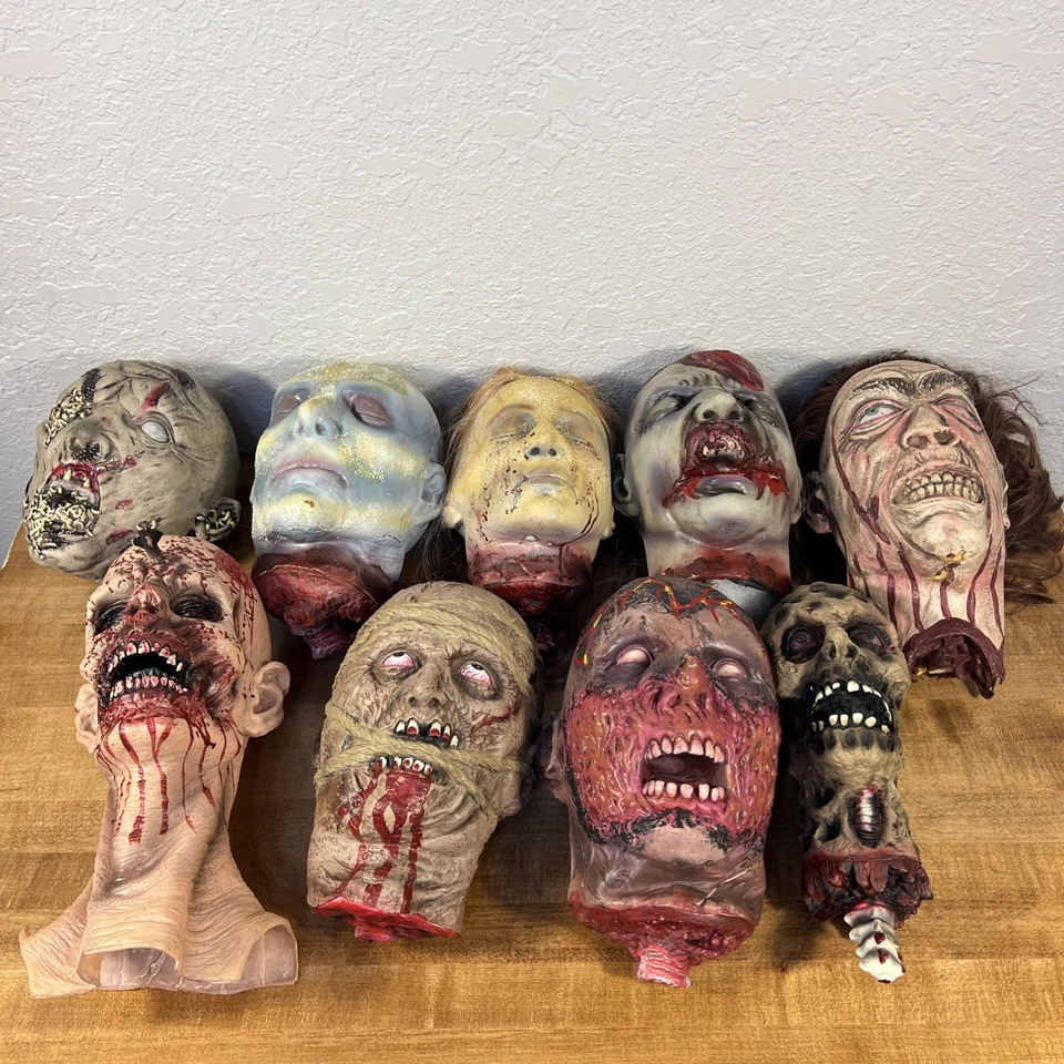 Lot Of 9 Halloween Hanging Severed Heads Gory Bloody Spirit Halloween READ DESC! - Image 1 of 4