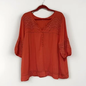 Solitaire Damen Bluse Top 3X Koralle V-Ausschnitt Häkel Ösen Boho Bauer - Bild 1 von 12
