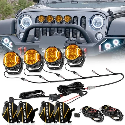 4 PIEZAS AUXBEAM 3" LED Trabajo Luz de Conducción Punto Vainas Antiniebla Ámbar DRL Para Toyota Tacoma Foto 1 de 4