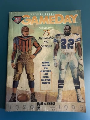 9/18/1994 NFL Game Day Program Chicago Bears v Vikings 75 Seasons Soldier Field - Image 1 of 4
