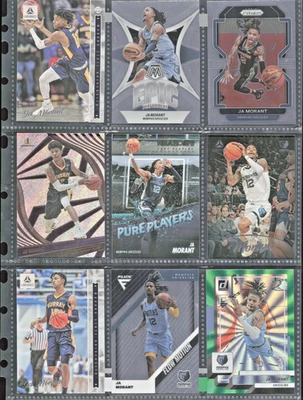 Lote de 9 tarjetas Ja Morant Prizm Mosaic Donruss inserciones de flujo paralelos NBA Grizzlies Foto 1 de 4