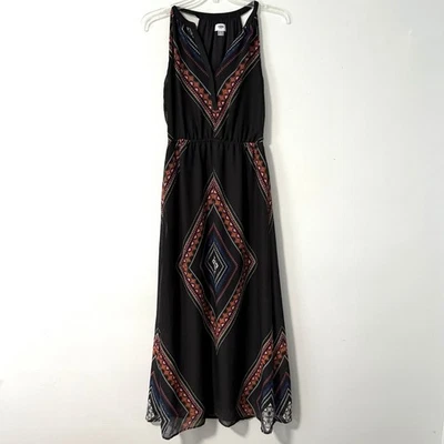 Maxi Vestido Para Mujer Old Azul Marino Sin Mangas Negro Chifón Halter Cuello en V Talla M Foto 1 de 4