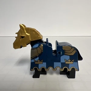 LEGO Dark Blue Horse Barding Armor Kings Castle Minifgure Crowns Blue Gold 7009 - Picture 1 of 14