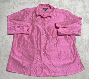 Lauren Ralph Lauren rosa Seidenbluse Damen Größe 2X Knopfleiste vorne offene Manschetten - Bild 1 von 7