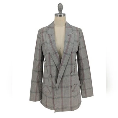 30002 Cabi Plaid Double Breasted Blazer Gray size 2 preppy 90s Business casual - Image 1 of 4