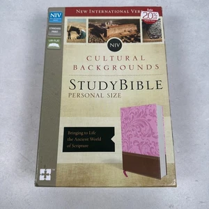 NIV Cultural Backgrounds Study Bible Leathersoft Pink Brown Floral Personal Size - Imagen 1 de 12