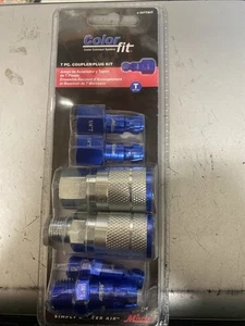 Milton Color FIT, Parte #S-307TKIT, 7 PIEZAS Juego de acopladores y enchufes estilo T, 1/4" NPT, azul - Imagen 1 de 6