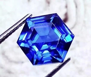 Magnífica piedra preciosa suelta certificada Ceilán natural corte hexagonal zafiro azul 12-13 quilates - Imagen 1 de 5