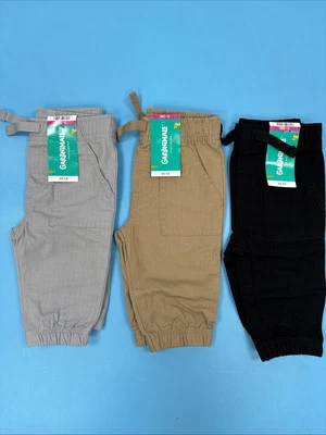 3 pares de pantalones jogger Garanimals para niños pequeños Ripstop dobladillos elásticos talla 0-3M Foto 1 de 4