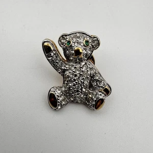 Spilla orsacchiotto vintage Carolee tono oro pavè strass - Foto 1 di 7