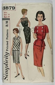 Vintage Sewing Pattern Simplicity 3879 Misses Two Piece Dress Bust 34” C.1961 - Picture 1 of 4