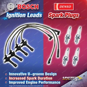 Bosch Leads + 4 x Denso Iridium Tough Spark Plugs for Subaru Impreza GC GD GF GG - Picture 1 of 2