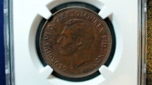 1943P AUSTRALIA PENNY NGC AU DOT AFTER PENNY 1P Coin PRICED TO SELL! - Picture 1 of 4