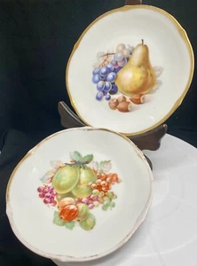 BEAUTY VINTAGE TWO SCHUMANN BAVARIA DESSERT PLATES 7.5" FRUITS c1970 v/good - Picture 1 of 9