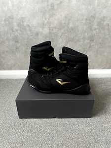 Scarpe da boxe alte Everlast Elite - indossate una volta - taglia UK 11,5 - colore nero - Foto 1 di 8