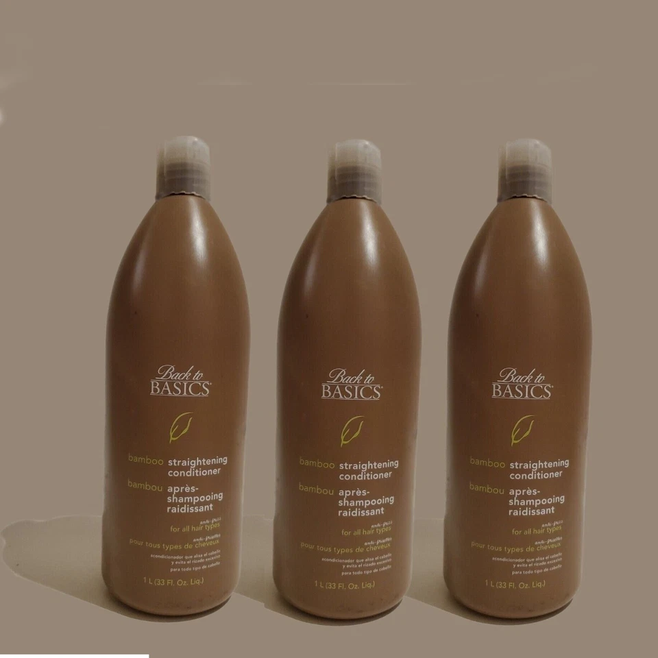 (3) BACK TO BASICS Bamboo Straightening Conditioner 33.8oz Smoothing- Anti-Frizz - Image 1 of 1