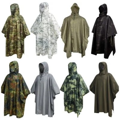 Tactical Camo Poncho Groundsheet Mat Canopy Shelter Bionic Hooded Raincoat - Image 1 of 4