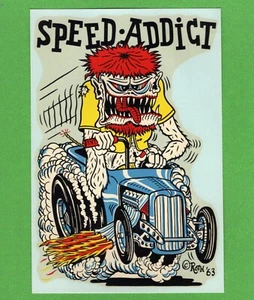 VINTAGE ORIGINAL 1963 ED ROTH "SPEED ADDICT" FORD 1932 ROADSTER WATER DECAL ART - Picture 1 of 1