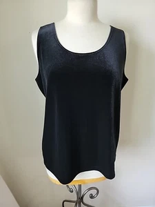 Chicos Travelers Size 2 Black Velvet Tank Womens Large Shell Stretch Top NEW - Picture 1 of 8