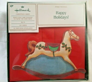 Hallmark Antique Rocking Horse Box 20 Christmas Cards Envelopes Happy Holidays! - Picture 1 of 10