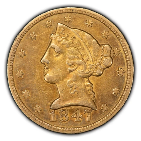1847 G$5 Liberty Head Gold Half Eagle Coin - Luster - SKU-G1226 Cover