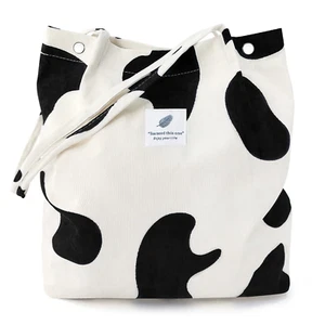 Cartera de hombro de vaca de lona de pana para mujer - Imagen 1 de 12