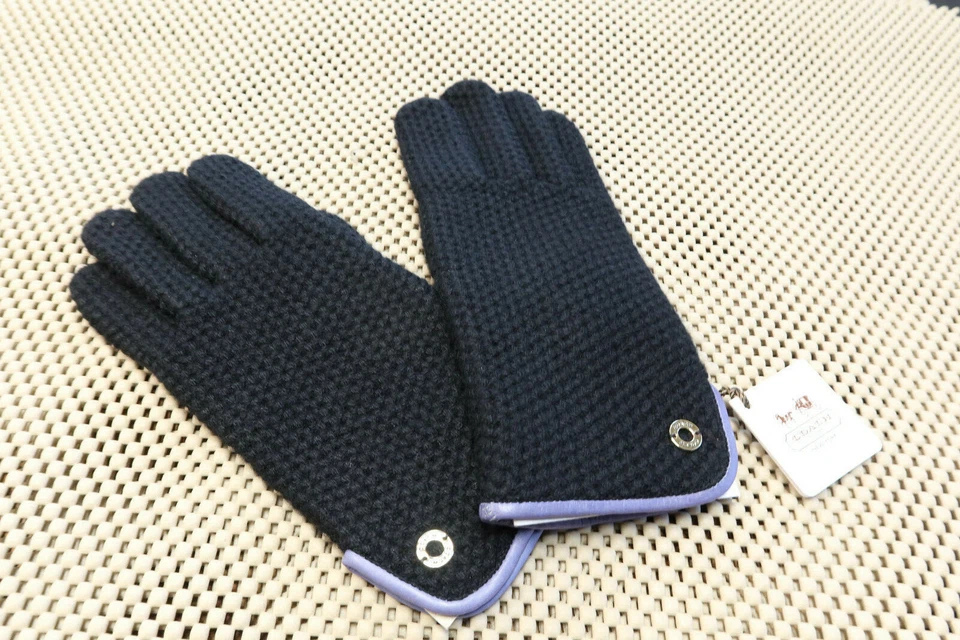 Coach Cashmere Honeycomb Knit Womens Gloves PURPLE Size XS / Small # 83892