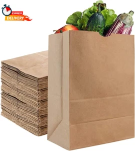 52 Lb Kraft Brown Paper Bags (50 Count) - Kraft Brown Paper Grocery Bags Bulk - - Picture 1 of 12