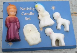Set Candele Natività Natale Gurley Vintage Cera Inutilizzate Giuseppe Gesù Maria Agnelli - Foto 1 di 3