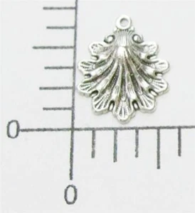 18914 - 4 Pc Victorian Clamshell Dangle Jewelry Finding Matte Silver Oxidized  - Picture 1 of 1