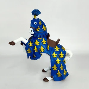 Papo Knights Rearing White Horse with Blue & Gold Trappings 2005 #1412 Figurine - Picture 1 of 7