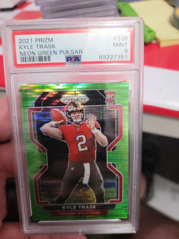 2021 Panini Prizm KYLE TRASK Rookie Neon Green Pulsar RC #339 PSA 9 Rookie QB - Image 1 of 1