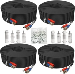 4pcs 200ft Video Power Cable BNC RCA Cord Wire for CCTV Security Camera System - Picture 1 of 7