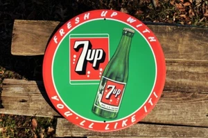 Fresh Up with 7-up Tin Metal Sign - '60's Retro Bottle - You'll Like It! - Soda - Picture 1 of 4