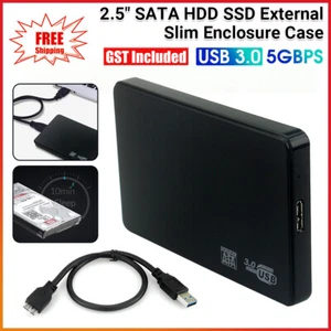 Hard Drive Disk 2.5" SATA HDD SSD Black USB 3.0 External Slim Enclosure Case - Picture 1 of 10