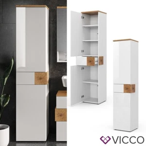 Hochschrank Badschrank Badezimmermöbel Eden Weiß Artisan modern 40x184 cm Vicco - Bild 1 von 8