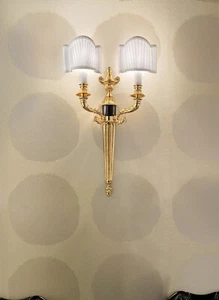 Applique da parete in ottone oro con paralumi classico MS-369 - Bild 1 von 1
